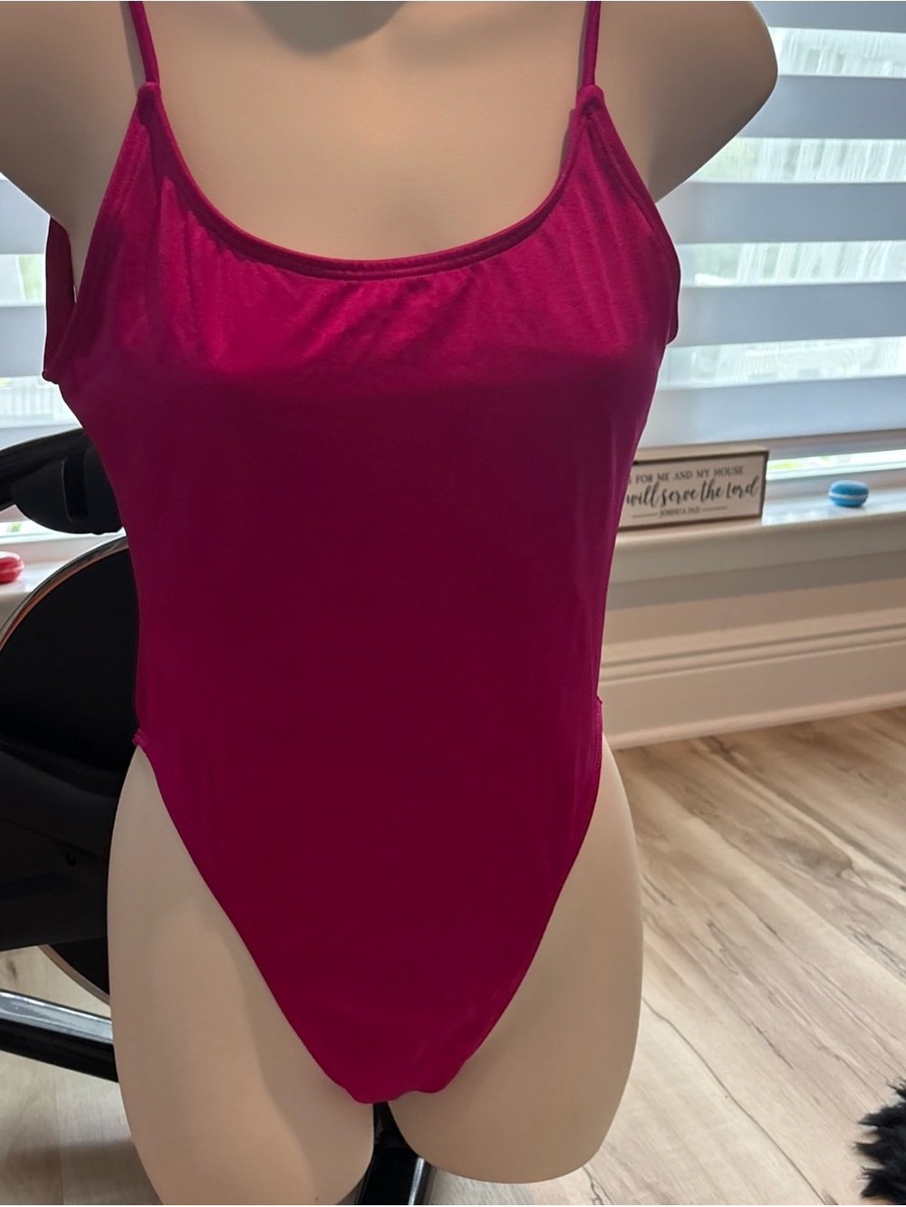 High waisted Sleek One-Piece Swimsuit in Fuchsia Pink